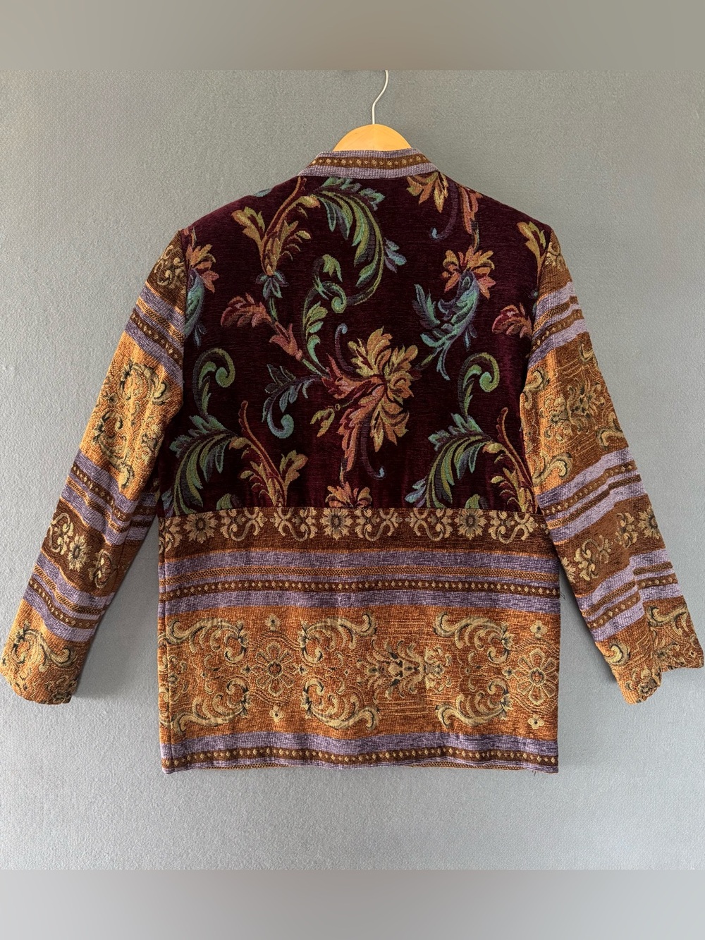 Vintage Sag Harbor Tapestry Chenille Jacket Womens 8 Boho Floral 90s - Picture 3 of 11